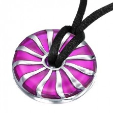Prívesok z ocele špirálovitý fialový kruh so stredovou dierkou
