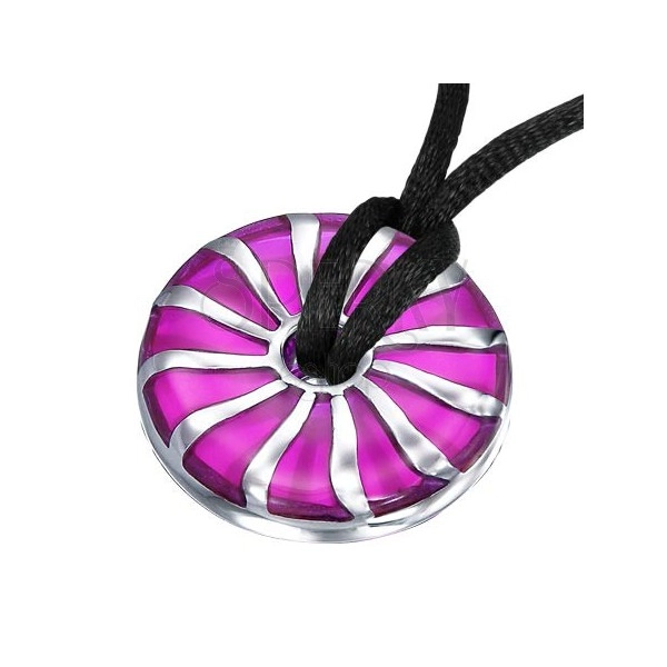 Prívesok z ocele špirálovitý fialový kruh so stredovou dierkou