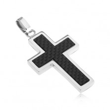 Oceľový kríž - ozdoba s karbónovým dizajnom