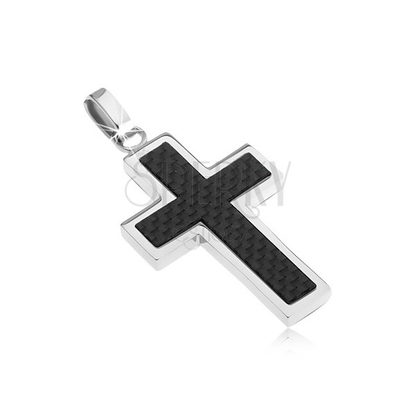 Oceľový kríž - ozdoba s karbónovým dizajnom