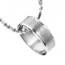 Oceľový náhrdelník - prsteň s modlitbou Pána, retiazka