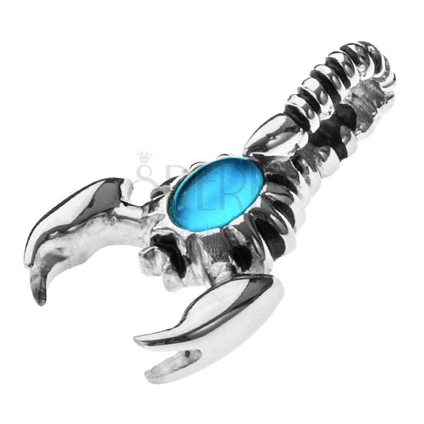 Prívesok z ocele - škorpión so svetlomodrým kameňom