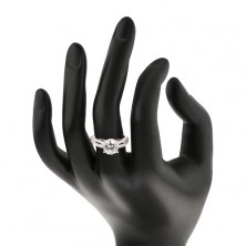 Strieborný zásnubný prsteň 925 so zirkónom a zirkónovými pásmi