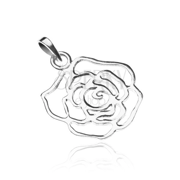 Strieborný prívesok 925 - lesklá obrysová ruža