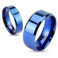 Oceľový prsteň - modrá plochá obrúčka, 6 mm