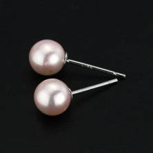Náušnice zo striebra 925 - svetloružové perly, 6 mm