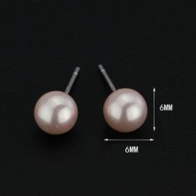 Náušnice zo striebra 925 - svetloružové perly, 6 mm
