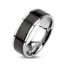 Oceľový prsteň - obrúčka s čiernym matným pásom, 6 mm 