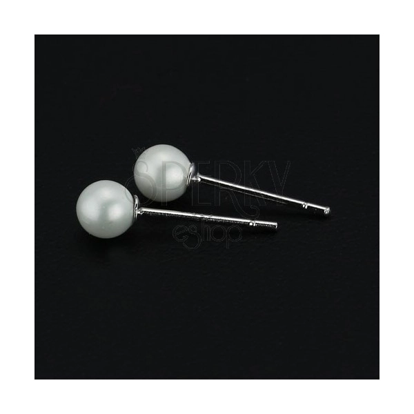 Strieborné náušnice 925 - biele perličky, 4 mm