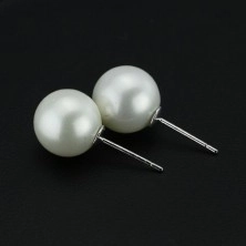 Náušnice zo striebra 925 - veľké biele perly, 10 mm