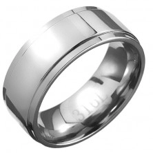 Oceľový prsteň - obrúčka striebornej farby so stredovým pásom