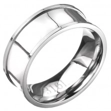 Oceľový prsteň - obrúčka striebornej farby s vyvýšeným lemom