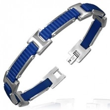 Gumový náramok - vrúbkované pásy s H spojmi, modrý dizajn