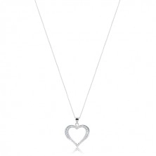 Strieborný náhrdelník 925 - širšia trblietavá silueta srdca