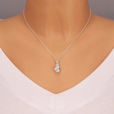 Strieborný náhrdelník - dva veľké číre zirkóny na retiazke, striebro 925