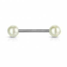 Piercing do jazyka z ocele - farebné perleťové guľôčky