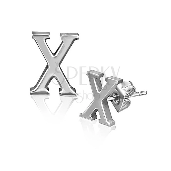 Oceľové náušnice - hladký tvar písmena X