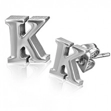 Náušnice z ocele - tvar písmenka K, puzetové zapínanie