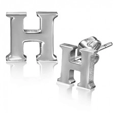 Oceľové náušnice - tvar písmena H, puzetky