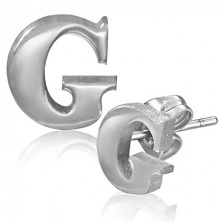 Náušnice z ocele - hladké písmeno G, puzetky