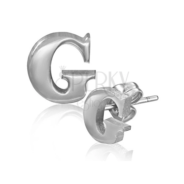 Náušnice z ocele - hladké písmeno G, puzetky